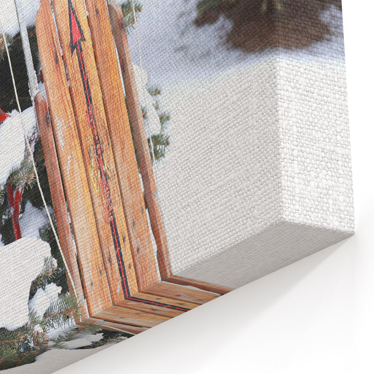 Vintage Sled and Snowy Pines - Winter Scene Wall Art Winter Print