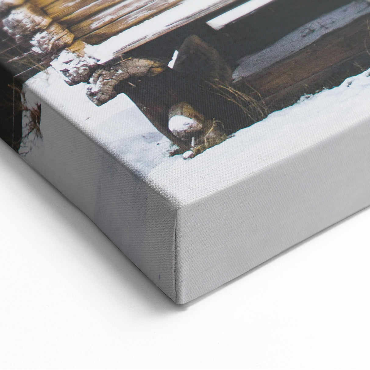 Rustic Log Cabin - Winter Scene Wall Art Winter Canvas Print