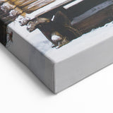 Rustic Log Cabin - Winter Scene Wall Art Winter Canvas Print