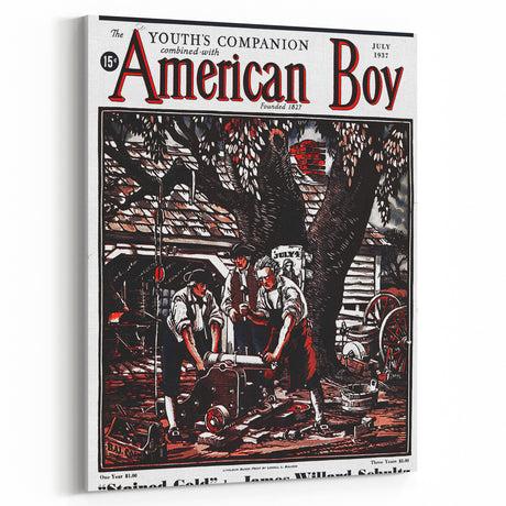 Vintage Magazine Cover Art - American Boy July 1937 Stained Gold