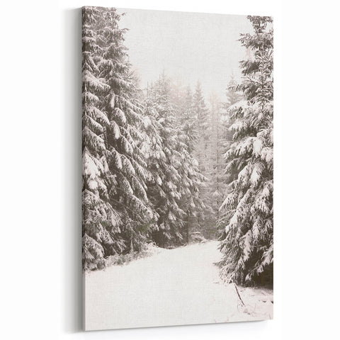 Snowy Forest Path - Winter Wonderland Wall Art Winter Canvas Print