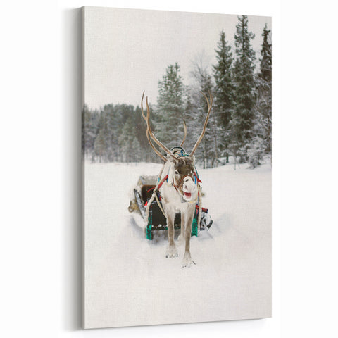Reindeer and Sleigh - Winter Wonderland Wall Art Winter Print