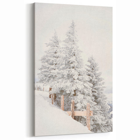 Frosted Pine Trees - Snowy Landscape Wall Art Winter Canvas Print