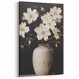Vintage Botanical Art Print: White Floral Vase Illustration