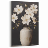 Vintage Botanical Art Print: White Floral Vase Illustration