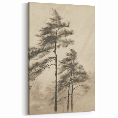 Vintage Botanical Art Print: Soft Tree Sketch Illustration
