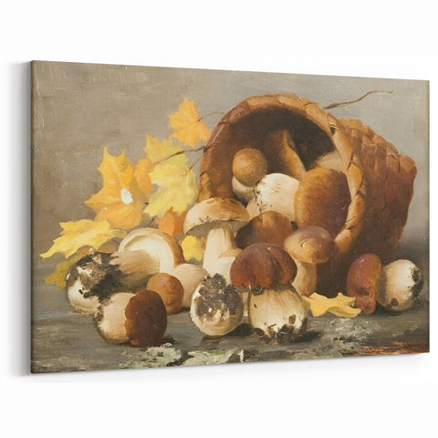 Rustic Mushroom Still Life – Fruits Wall Art for Kitchen Décor
