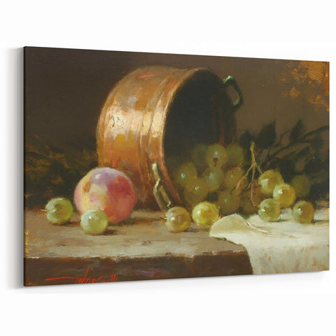Rustic Grape Still Life – Vintage Fruit Canvas Art for Kitchen