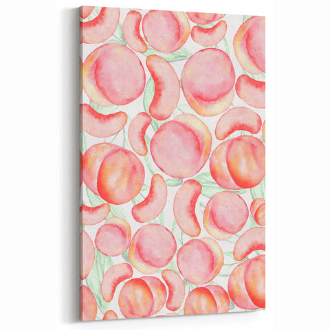 Peach Watercolor Botanical Print – Vibrant Fruit Wall Art for Kitchen