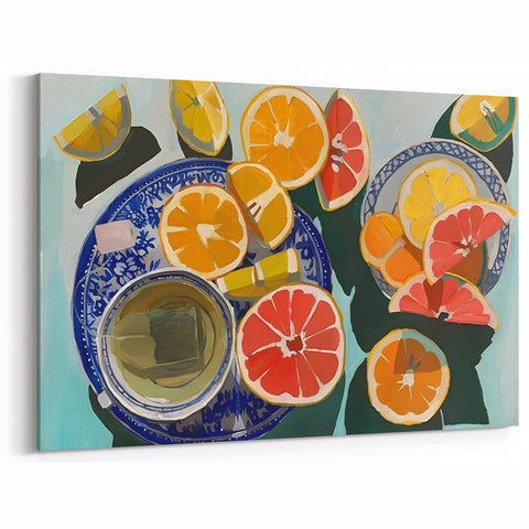 Fruit Canvas Art – Citrus Still Life Kitchen Wall Decor Print
