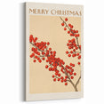 Vintage Christmas Botanical Print – Festive Red Berry Wall Art