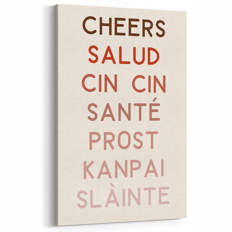 Inspirational Kitchen Prints – Cheers Multilingual Wine Wall Art