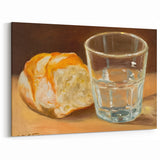 Rustic Bread & Water Oil Painting – Bakery Kitchen Wall Art