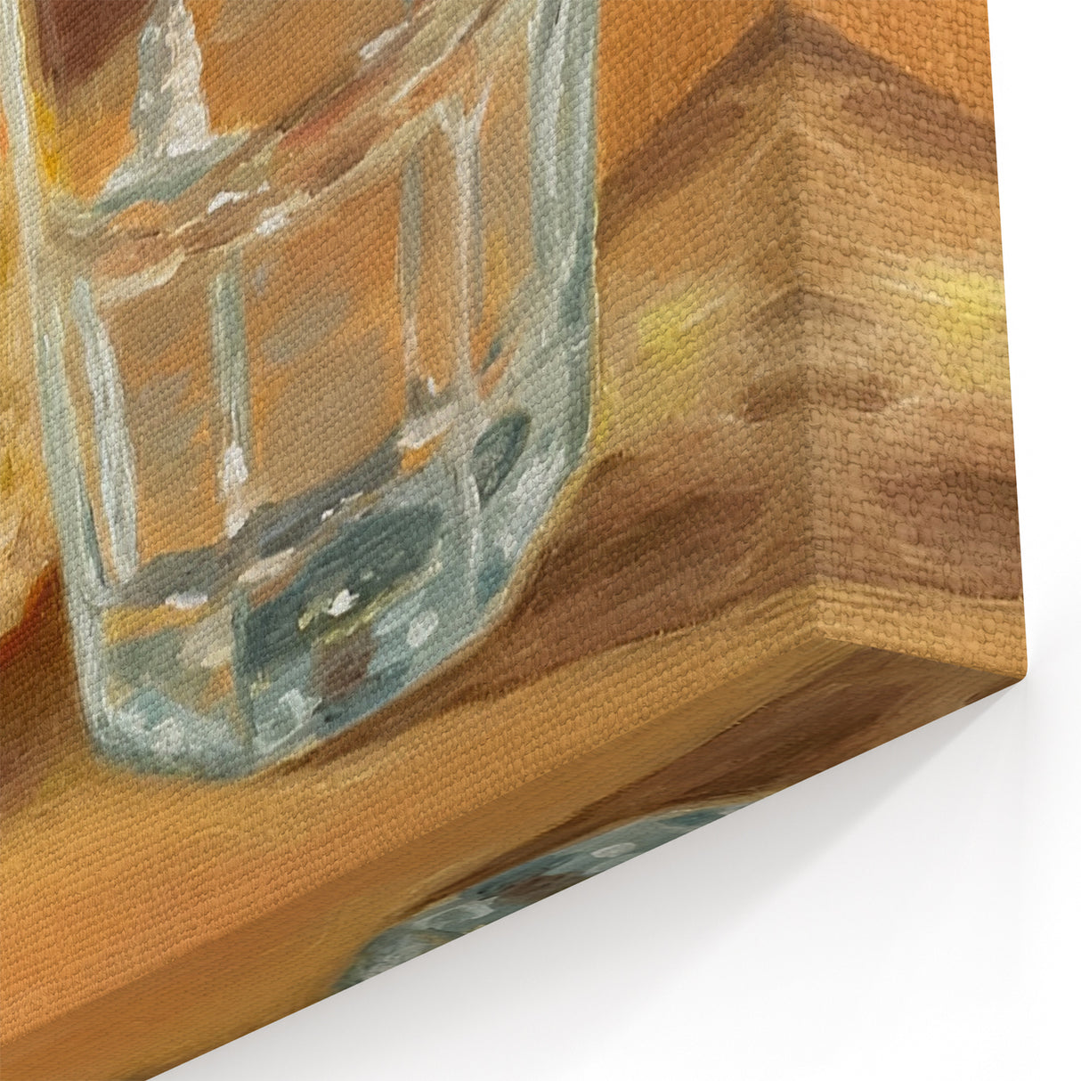 Rustic Bread & Water Oil Painting – Bakery Kitchen Wall Art