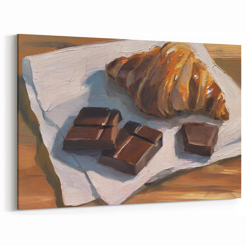 Chocolate Croissant Bakery Art Print – Dessert Kitchen Decor