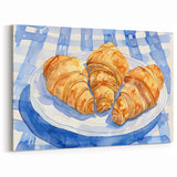 French Croissants Watercolor Art – Bakery Kitchen Wall Print