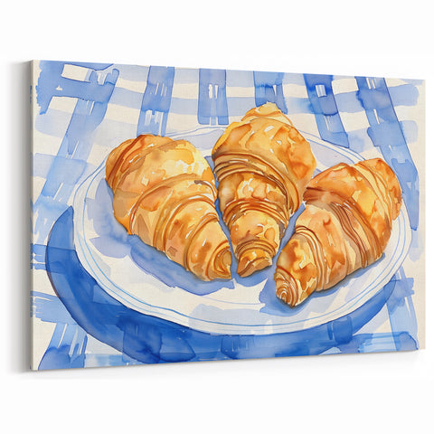 French Croissants Watercolor Art – Bakery Kitchen Wall Print
