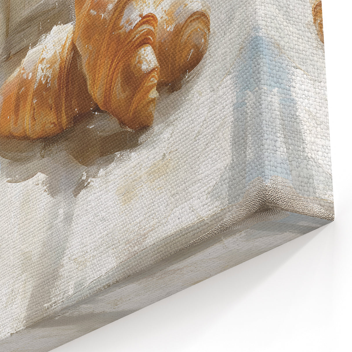Sunlit Croissant & Coffee Art – French Bakery Kitchen Print