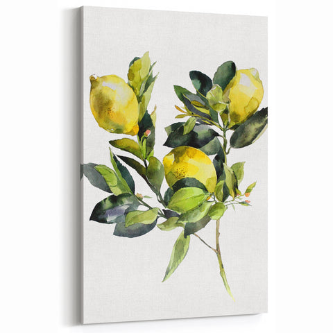 Lemon Botanical Fruit Art Prints – Elegant Watercolor Kitchen Decor