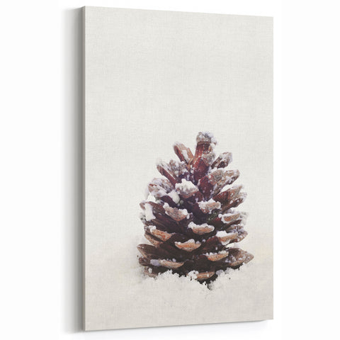 Snowy Pine Cone - Winter Wonderland Wall Art Winter Canvas Print