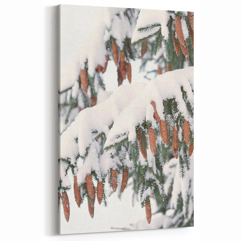 Snowy Pine Cones - Winter Wonderland Wall Art Winter Canvas Print