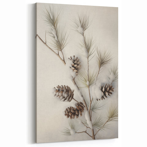 Snowy Pine Branch - Winter Wonderland Wall Art Winter Canvas Print