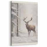 Majestic Winter Deer Wall Art – Snowy Forest Canvas Print
