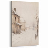 Snowy Village Winter Wall Art – Serene Landscape Canvas Print