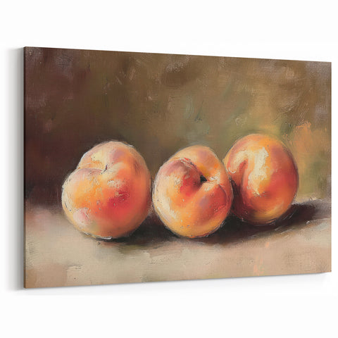 Peach Still Life Fruits Wall Art – Rustic Kitchen Decor