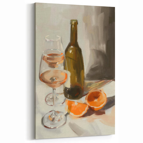 Wine & Orange Still Life – Fruit Photography Art Print