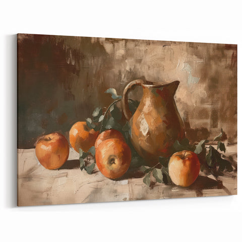 Rustic Apple Still Life – Fruit Canvas Art for Kitchen Decor