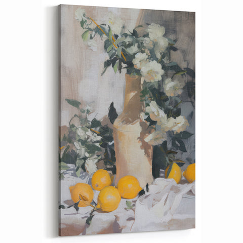 Lemon Still Life Art – Elegant Kitchen Fruit Canvas Print
