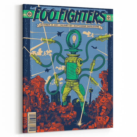 Foo Fighters Retro Wall Art - Vintage Sci-Fi Comic Poster