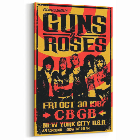 Guns N' Roses Retro Wall Art - Vintage 1987 CBGB Concert Poster