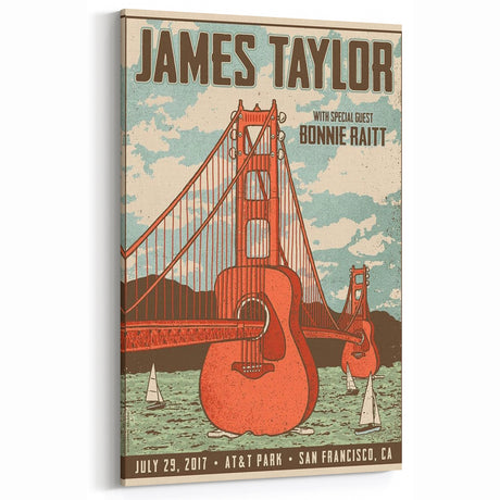 James Taylor Retro Wall Art – Vintage San Francisco Concert Print