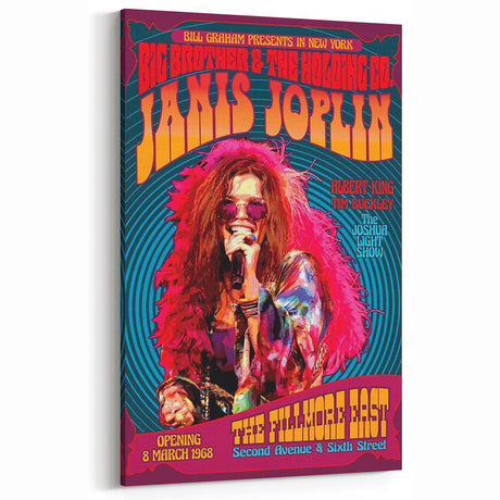 Janis Joplin Retro Wall Art – Vintage 1968 Fillmore East Print