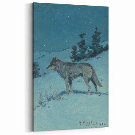 Vintage Animal Art: Retro Wolf Illustration for Winter Decor