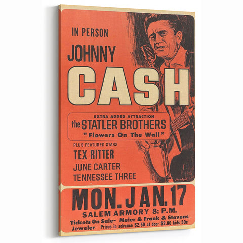 Johnny Cash Retro Wall Art Vintage Prints Country Music Poster