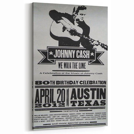 Johnny Cash Retro Wall Art Vintage Prints Black and White Poster