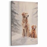 Golden Retrievers Winter Wall Art – Cozy Snowy Landscape Print