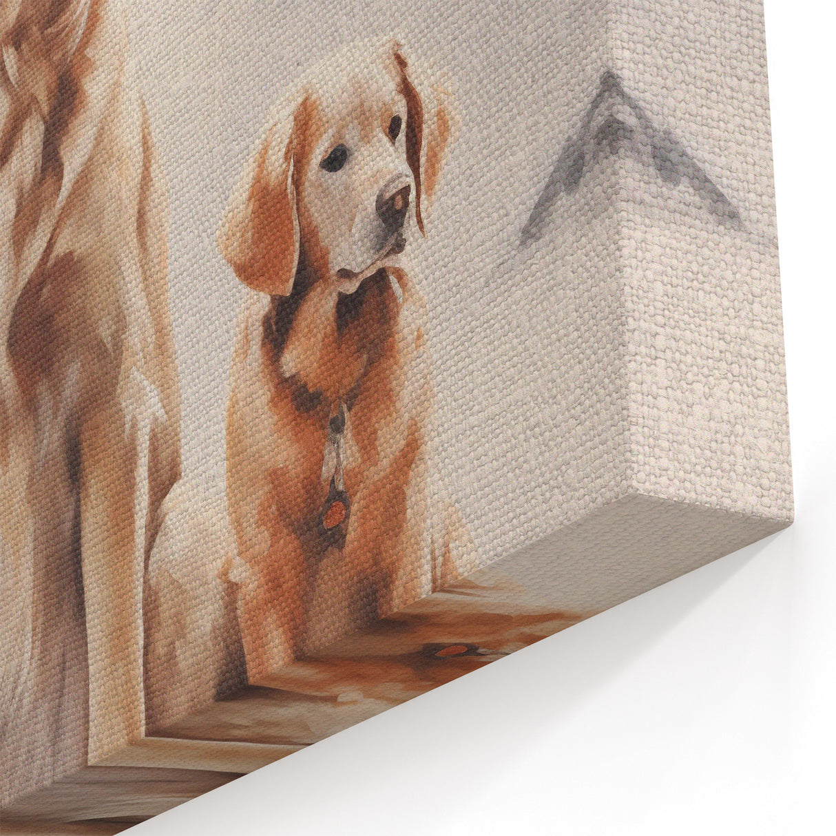 Golden Retrievers Winter Wall Art – Cozy Snowy Landscape Print