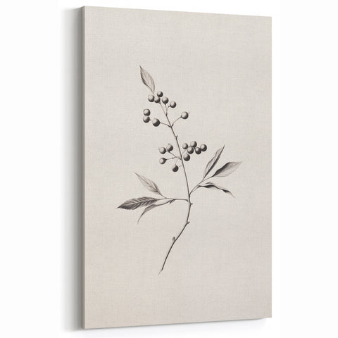 Snowy Landscape Wall Art – Elegant Winter Botanical Sketch Print
