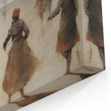 Winter Scene Wall Art – Vintage Ice Skating Landscape Canvas