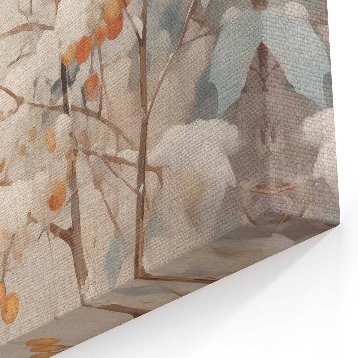 Snowy Landscape Wall Art – Winter Berry Botanical Canvas Print