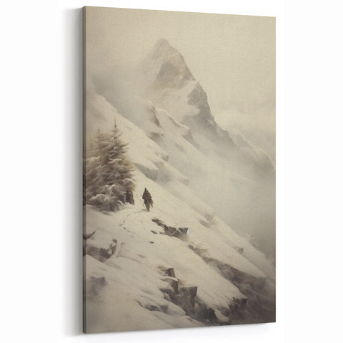 Winter Canvas Art – Majestic Snowy Mountain Landscape Print
