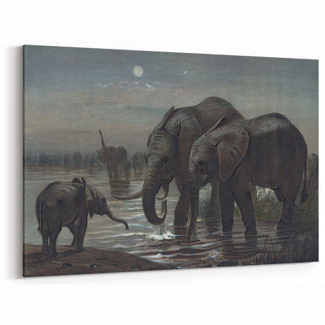 Vintage Animal Art: Retro Elephant Illustration for Wildlife Decor