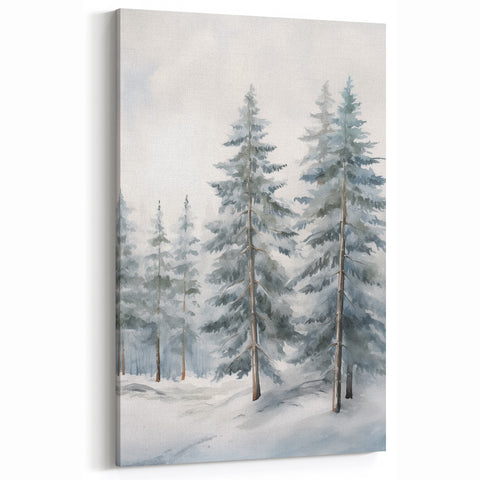 Serene Snowy Forest Winter Wall Art – Peaceful Winter Canvas Art