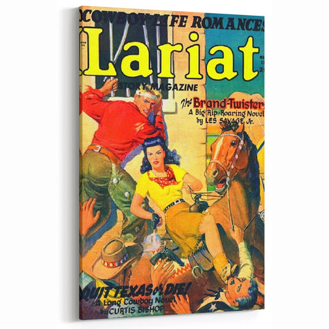 Vintage Magazine Cover Art - Western Action Romance Wall Print