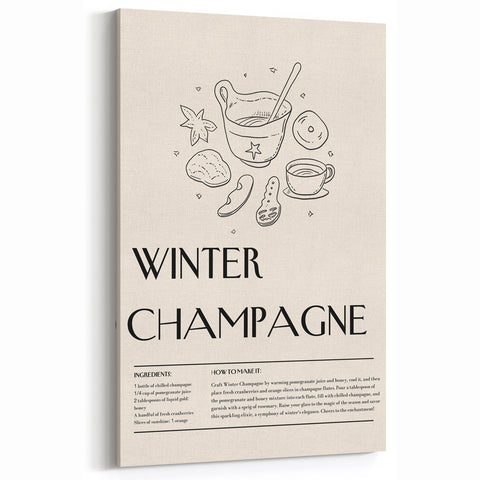 Winter Champagne Kitchen Wall Art – Elegant Winter Quote Print