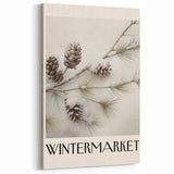 Winter Market Pinecone Wall Art – Rustic Snowy Winter Canvas Print